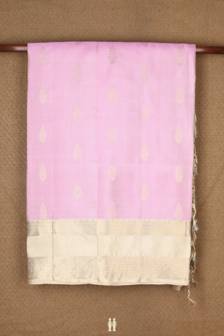 Floral Zari Motifs Light Pink Soft Silk Saree