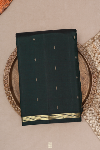 Zari Buttis Bottle Green Kanchipuram Silk Saree