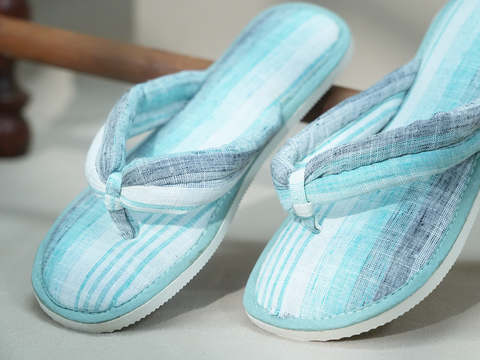 Stripes Design Shades Of Blue Cotton Slippers