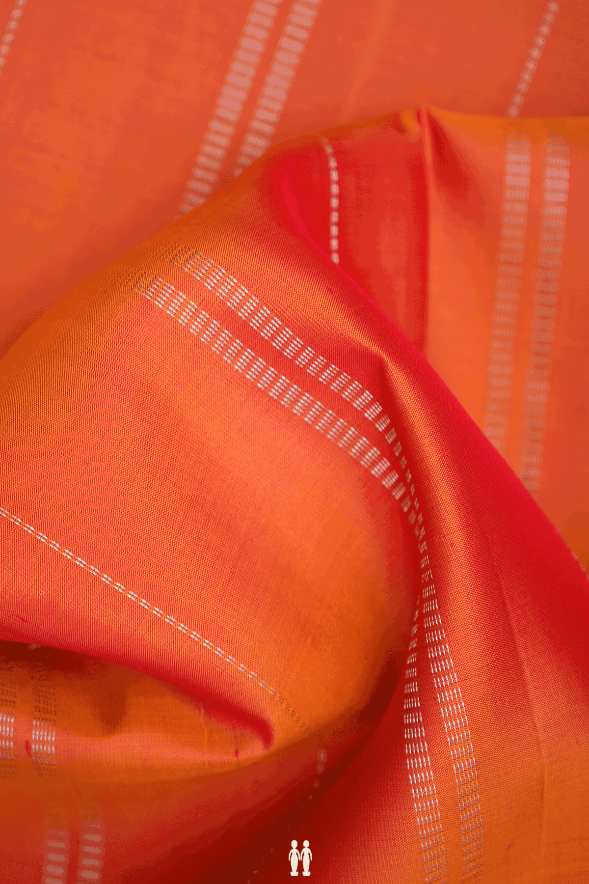 Zari Stripes Design Coral Orange Soft Silk Saree