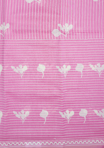 Half And Half Design Rose Pink Chanderi Cotton Saree