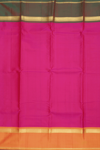 Kanchipuram Silk Saree In Dark Pink With Ganga Jamuna Border