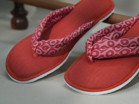 Plain Vermillion Red Cotton Slippers