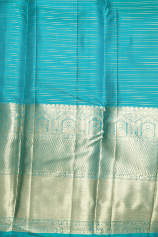 Checks With Buttis Peacock Blue Kanchipuram Silk Saree