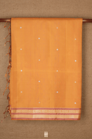 Soft Silk Saree In Yam Yellow With Zari Buttis