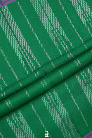 Zari Stripes Design Emerald Green Soft Silk Saree