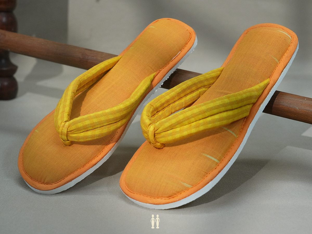 Plain Light Orange Cotton Slippers