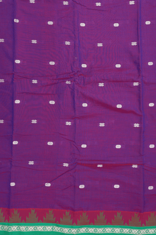 Threadwork Buttas Purple Rose Dharwad Cotton Saree