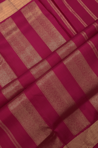 Nine Yards Silk Saree In Mulberry Red With Twill Weave Border