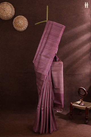 Tussar Silk Saree In Dusty Pink With Stripes Design