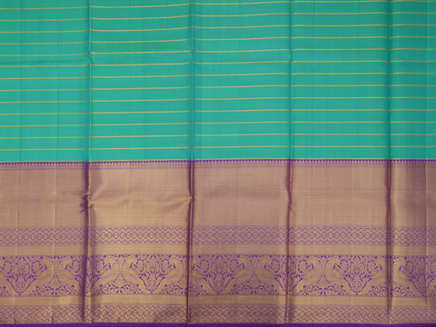 Stripes Design Sea Green Kanchipuram Pavadai Sattai Material