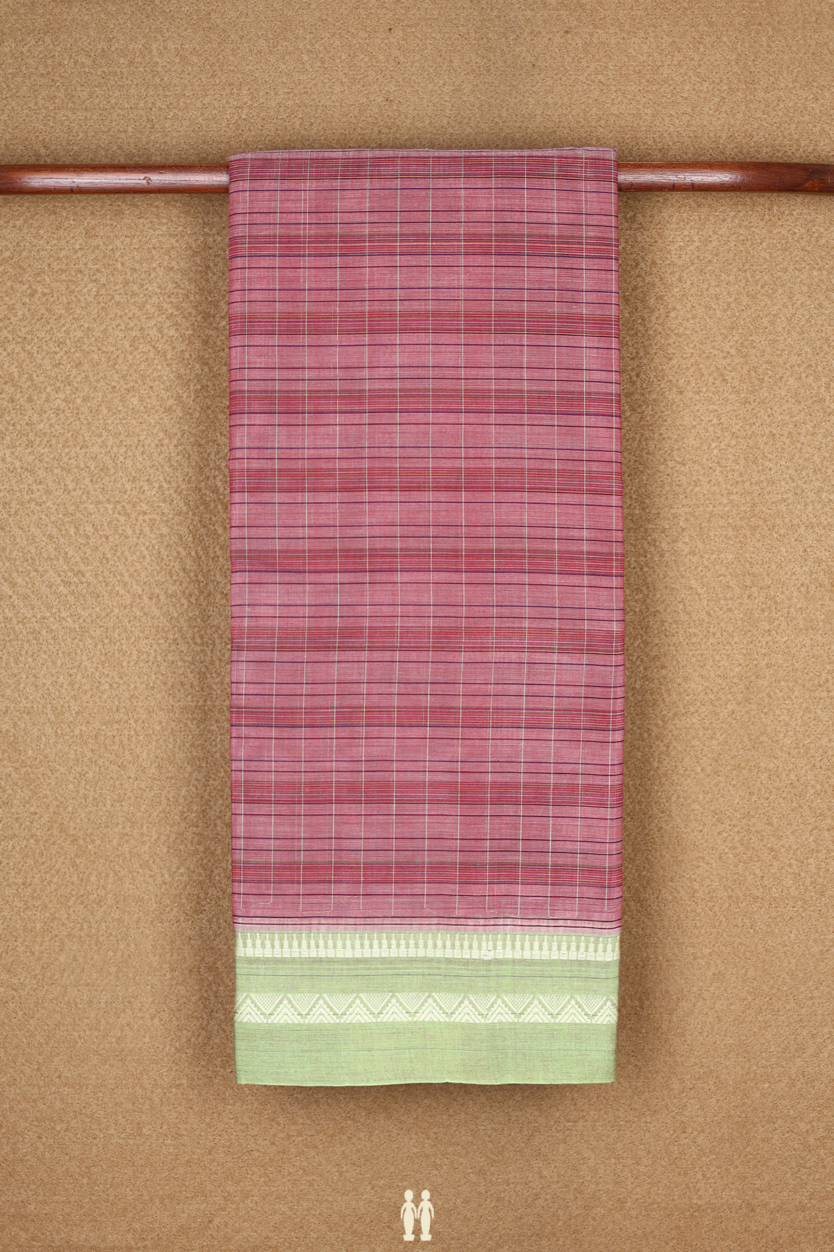 Allover Checks Design Dusty Pink Narayanpet Cotton Saree