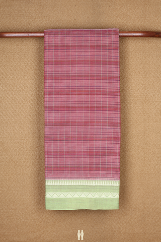 Allover Checks Design Dusty Pink Narayanpet Cotton Saree