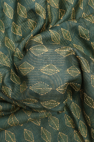 Diamond Threadwork Buttas Green Tussar Silk Saree