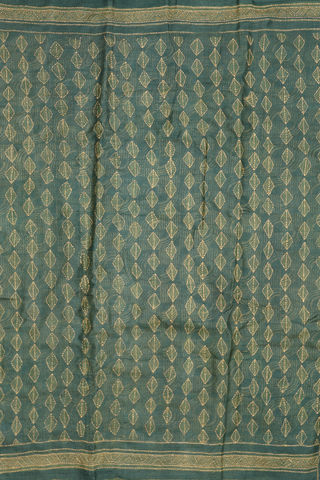 Diamond Threadwork Buttas Green Tussar Silk Saree