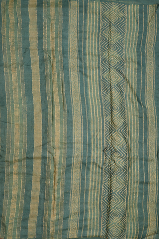 Diamond Threadwork Buttas Green Tussar Silk Saree