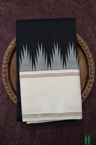 Contrast Border Plain Black Kanchipuram Silk Saree