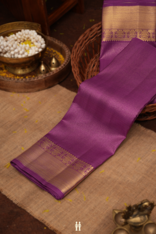 Kanchipuram Silk Saree In Grape Purple With Stripes Design