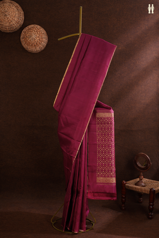 Kanchipuram Silk Saree In Rose Red With Jacquard Pattern