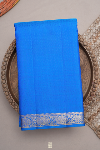 Jacquard Pattern Cerulean Blue Kanchipuram Silk Saree