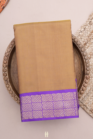 Kanchipuram Silk Saree In Brown With Contrast Border