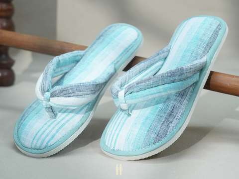 Stripes Design Shades Of Blue Cotton Slippers