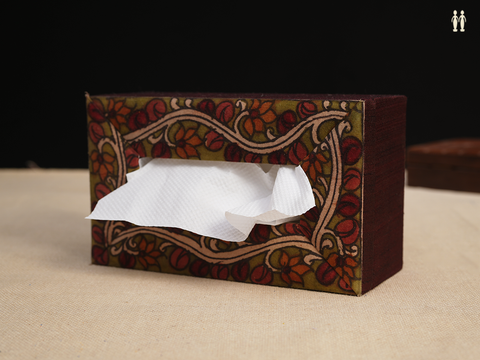 Kalamkari Design Green Tissue Box Holder