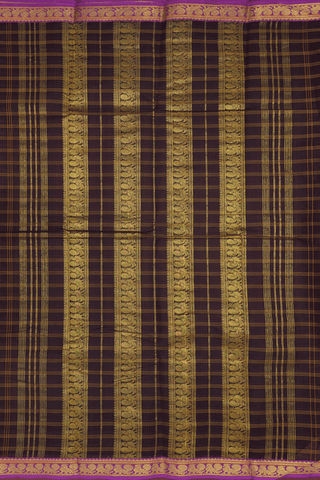 Allover Checks Design Coffee Brown Chettinadu Cotton Saree