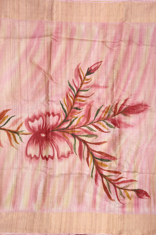 Floral Design Shades Of Pink Tussar Silk Saree