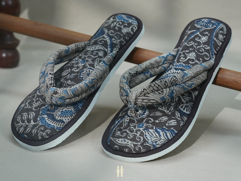 Allover Design Dark Brown Kalamkari Cotton Slippers