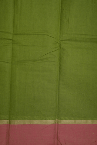 Threadwork Motifs Moss Green Kanchi Cotton Saree