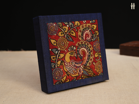 Kalamkari Design Navy Blue Jewel Storage Box