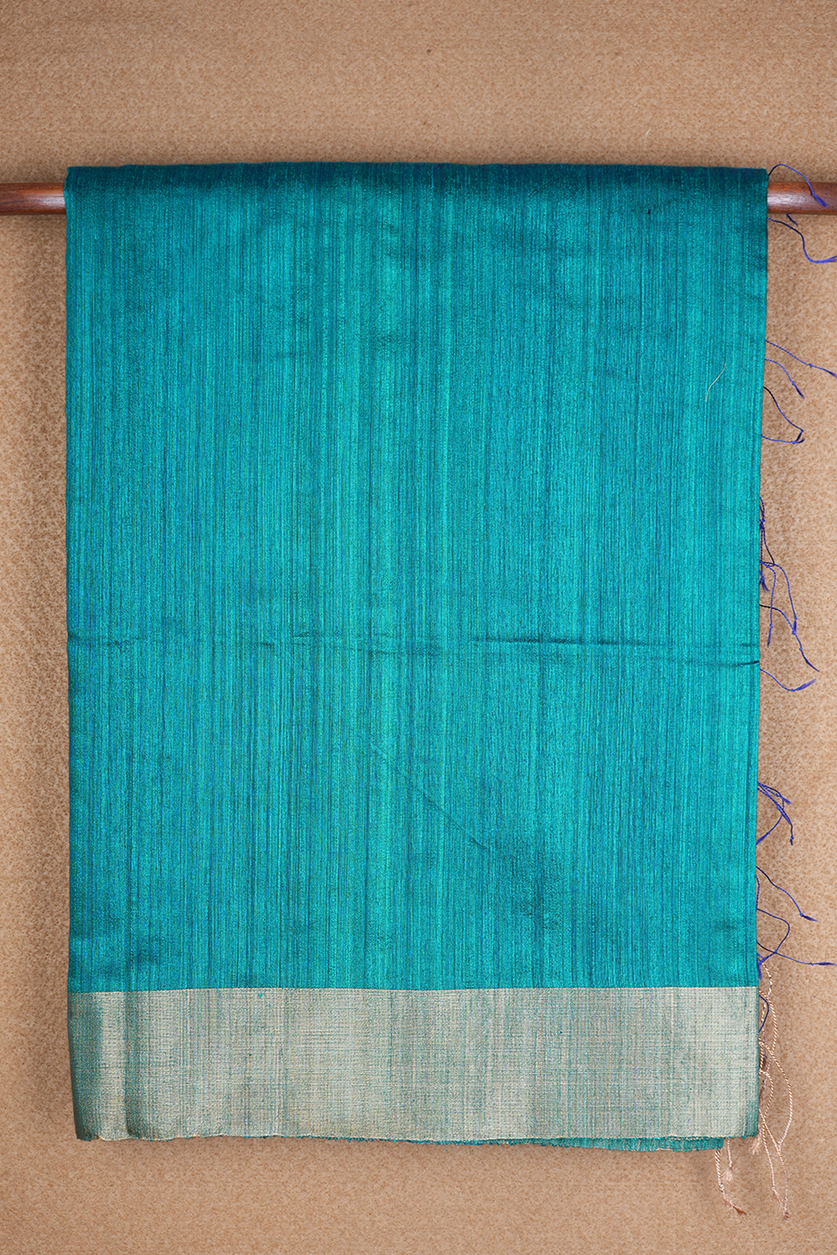 Bavanchi Border Plain Peacock Green Jute Saree