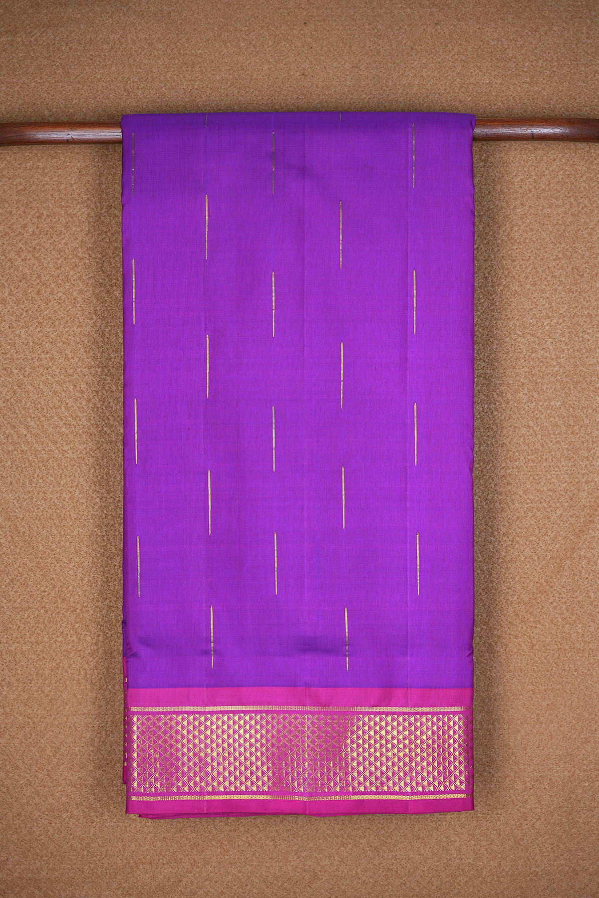 Arai Maadam Border Purple Kanchipuram Nine Yards Silk Saree