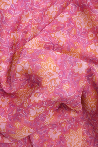 Floral Digital Printed Pink Chiffon Saree