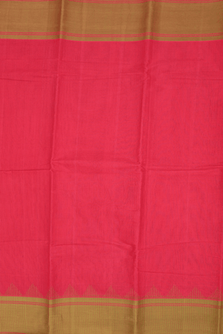 Kanchi Cotton Saree In Plain Red With Contrast Border