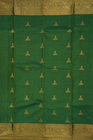 Kanchipuram Silk Saree In Fern Green With Zari Buttas