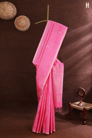 Zari Motifs Pink Soft Silk Saree