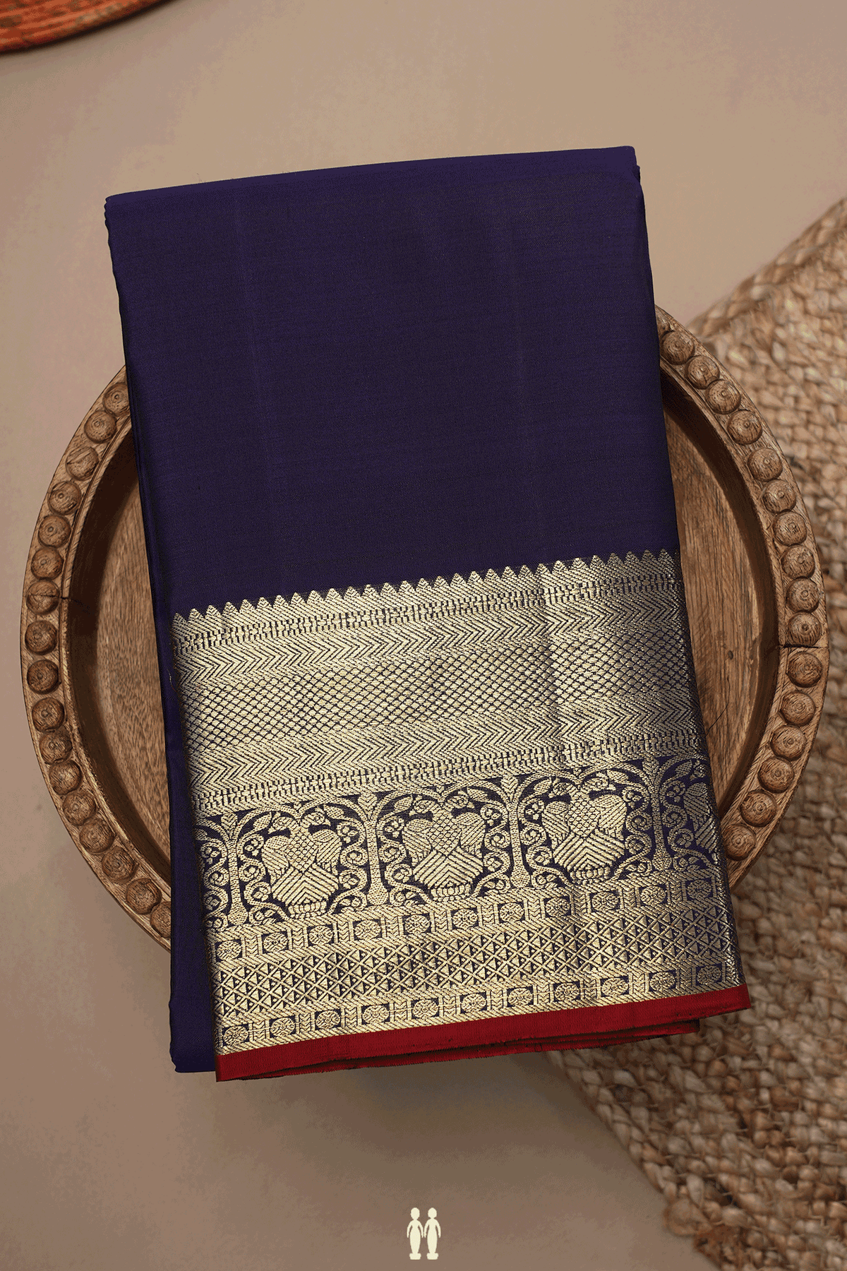 Zari Border Plain Navy Blue Kanchipuram Silk Saree