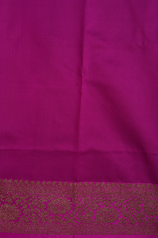 Floral Threadwork Motifs Pink Tussar Banarasi Silk Saree