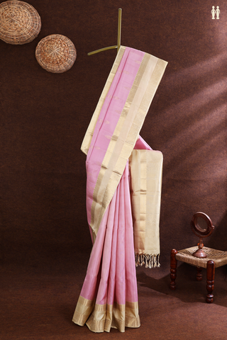 Floral Zari Motifs Light Pink Soft Silk Saree