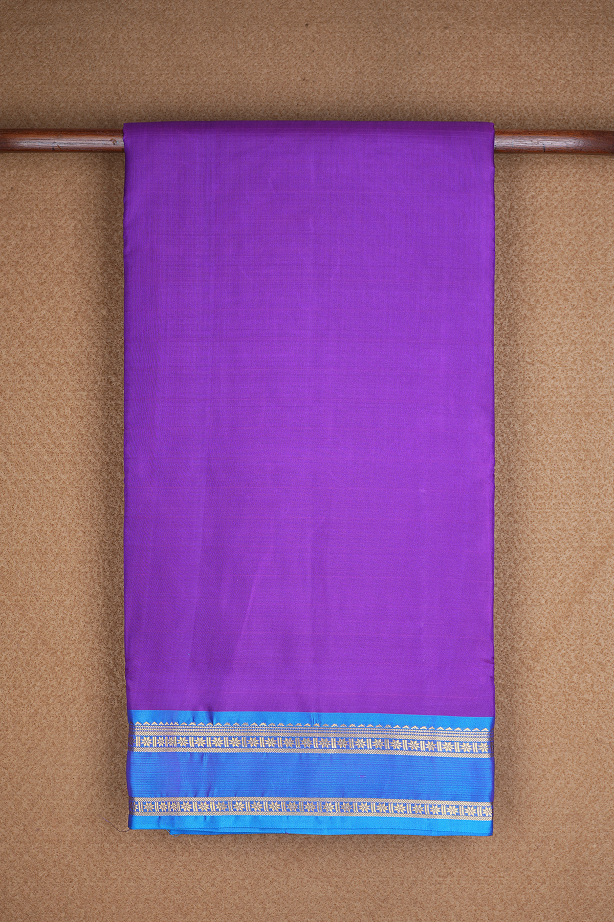 Floral Zari Border Plain Purple Nine Yards Silk Saree