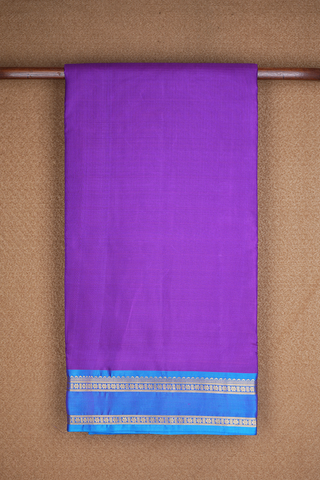 Floral Zari Border Plain Purple Nine Yards Silk Saree