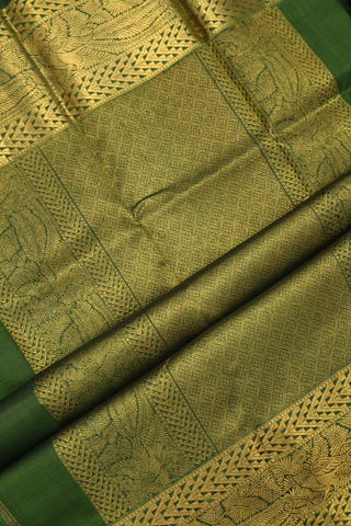 Kanchipuram Silk Saree In Fern Green With Zari Buttas