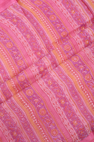 Floral Digital Printed Pink Chiffon Saree