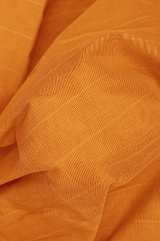 Kanchi Cotton Saree In Ochre Orange With Contrast Border