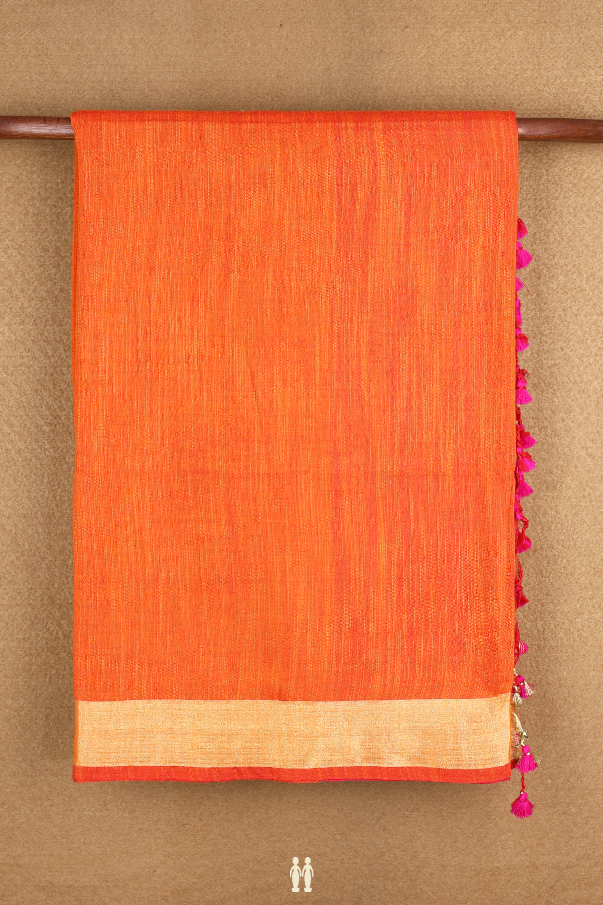 Zari Border Plain Spiced Orange Bengal Cotton Saree