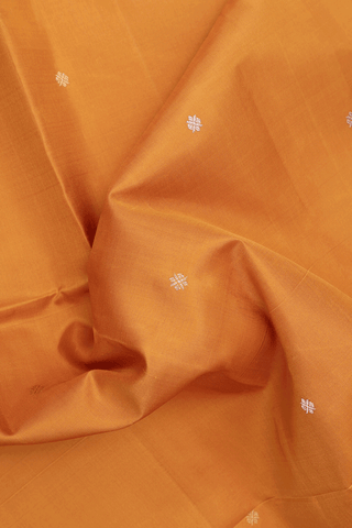 Soft Silk Saree In Yam Yellow With Zari Buttis