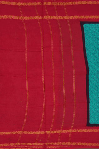 Nine Yards Sungudi Cotton Saree Sea Green With Printed Design