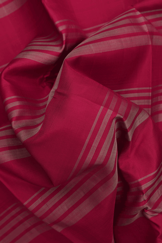 Kanchipuram Silk Saree In Blush Red With Stripes Design